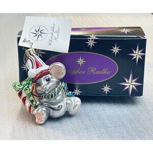 Christopher Radko Mousecapade Ornament 2002 Poland GEM Santa Mouse w Box Tag